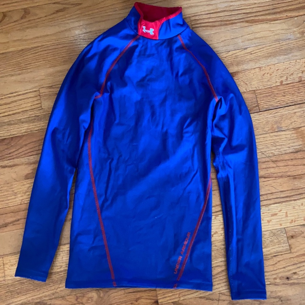Under Armour Coldgear MD red and blue youth shirt back to school fall sports